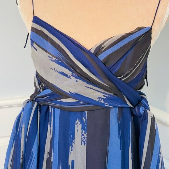 Halston Heritage Romantic Flowy Handkerchief 100% Silk Mini Dress Large - Picture 3 of 12